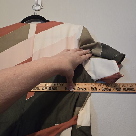 Hutch Anthropologie Abstract Wrap Maxi Dress Womens LG Green Geometric Flowy - Picture 9 of 16